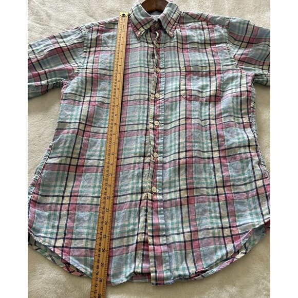 Brooks Brothers Mens Medium All Irish Linen Button Down Shirt Pastel Plaid - Picture 5 of 12
